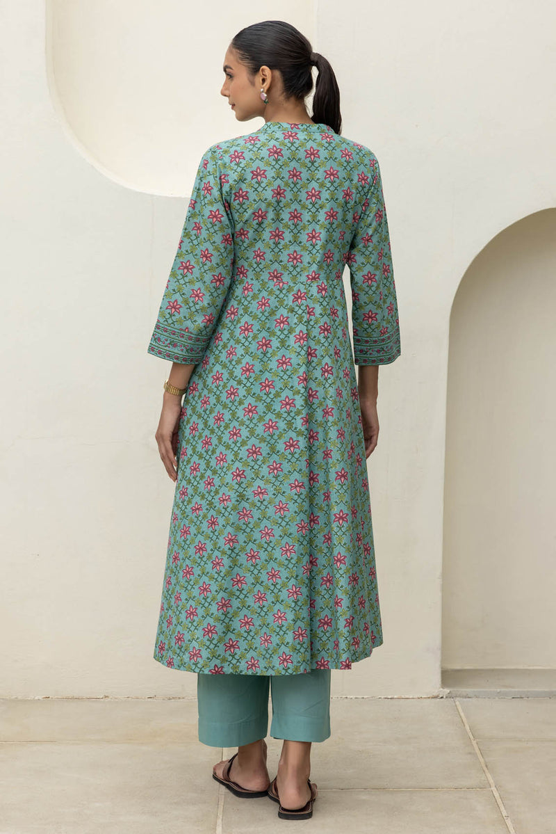 Turquoise Mandarin Kurta
