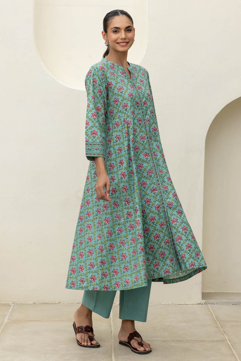 Turquoise Mandarin Kurta
