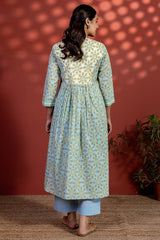 Blue And White Radial Kurta