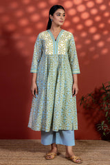 Blue And White Radial Kurta