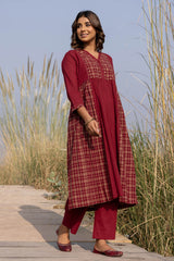 Red Gathered Kurta