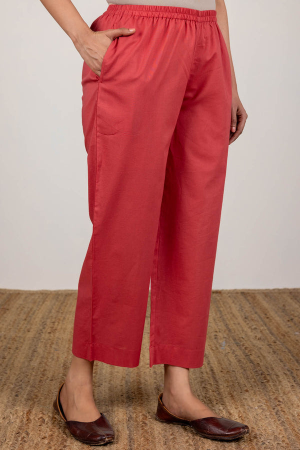 Red Relaxed Trousers