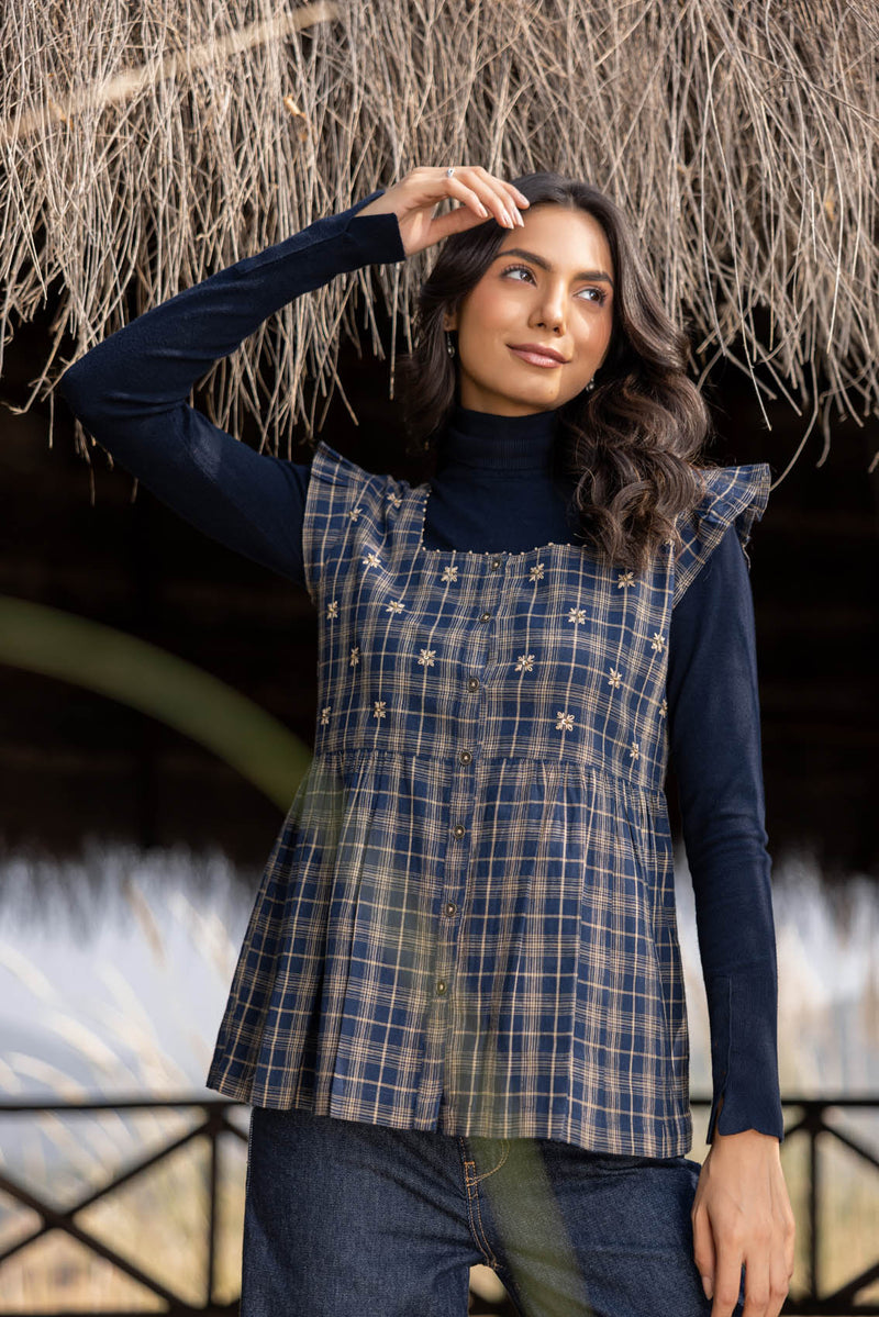 Blue Checked Top