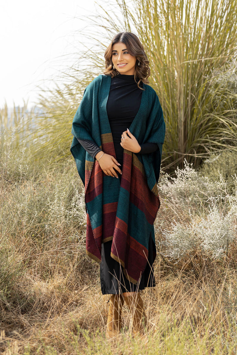 Teal Wool Ruana