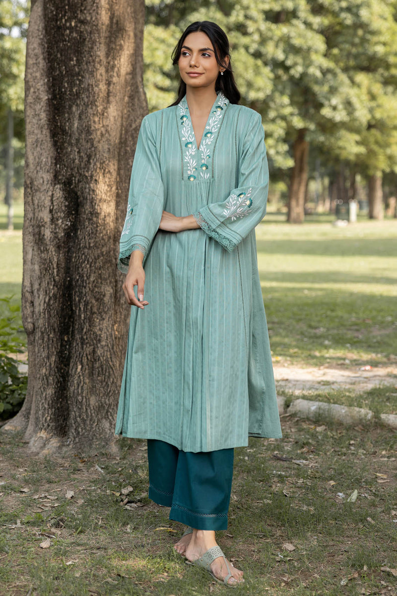 Green Dianthus Kurta