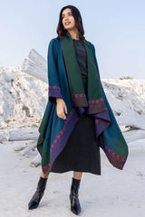 Blue and Green Woollen Coat