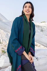 Blue and Green Woollen Coat