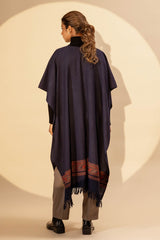 Navy Blue Woollen Poncho