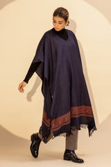 Navy Blue Woollen Poncho