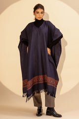 Navy Blue Woollen Poncho