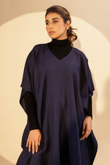 Navy Blue Woollen Poncho