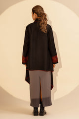 Black Woollen Coat With Border