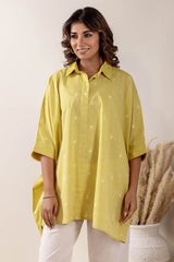 Lime Handloom Cotton Kaftan Top