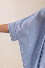 Sky Blue Handloom Cotton Kaftan Top