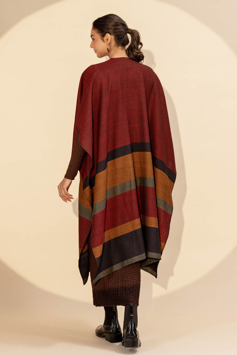 Maroon Wool Ruana