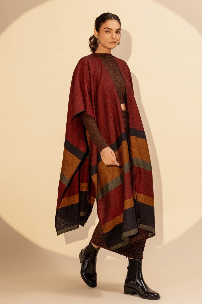 Maroon Wool Ruana