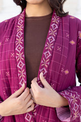 Dark Pink Jamdani Quilted Jacket