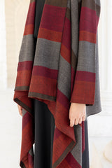 Grey and Maroon Woollen Coat