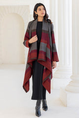 Grey and Maroon Woollen Coat
