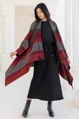 Grey and Maroon Woollen Coat