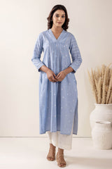 Sky Blue Handloom Cotton Kurta