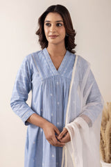 Sky Blue Handloom Cotton Kurta