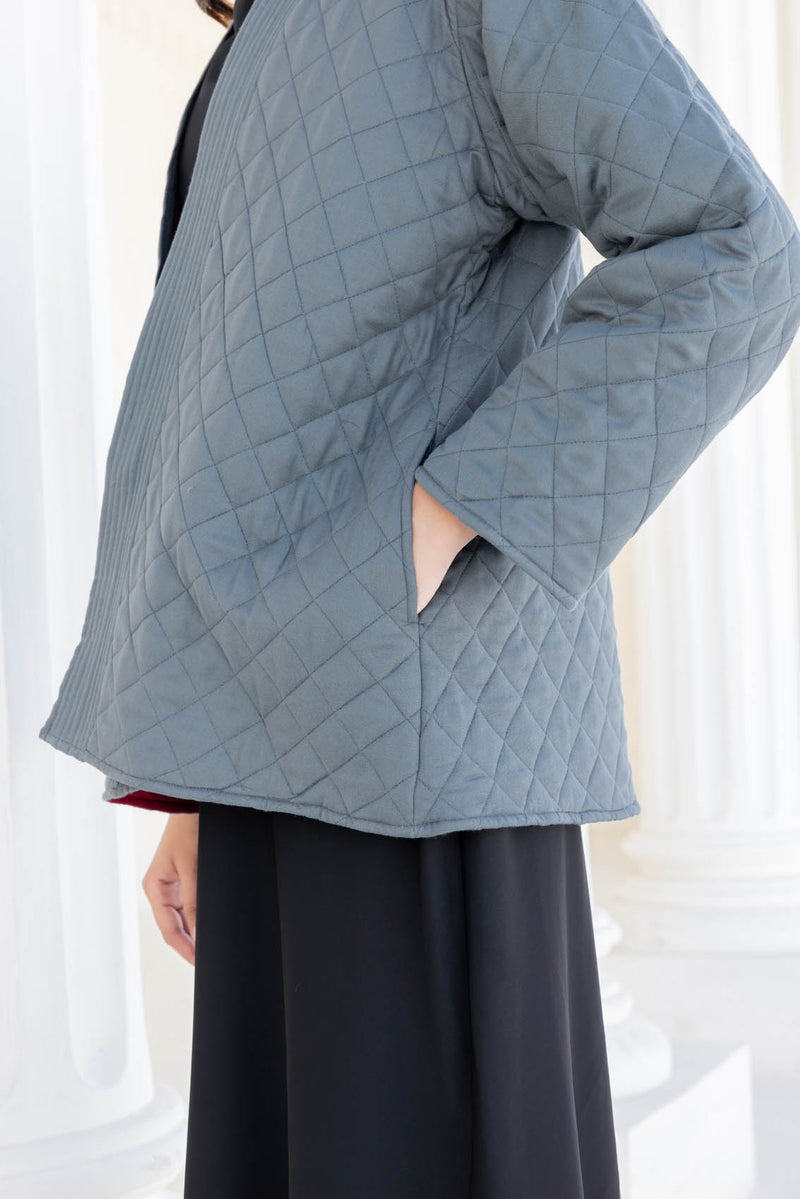 Grey Fine Twill Quilted Jacket