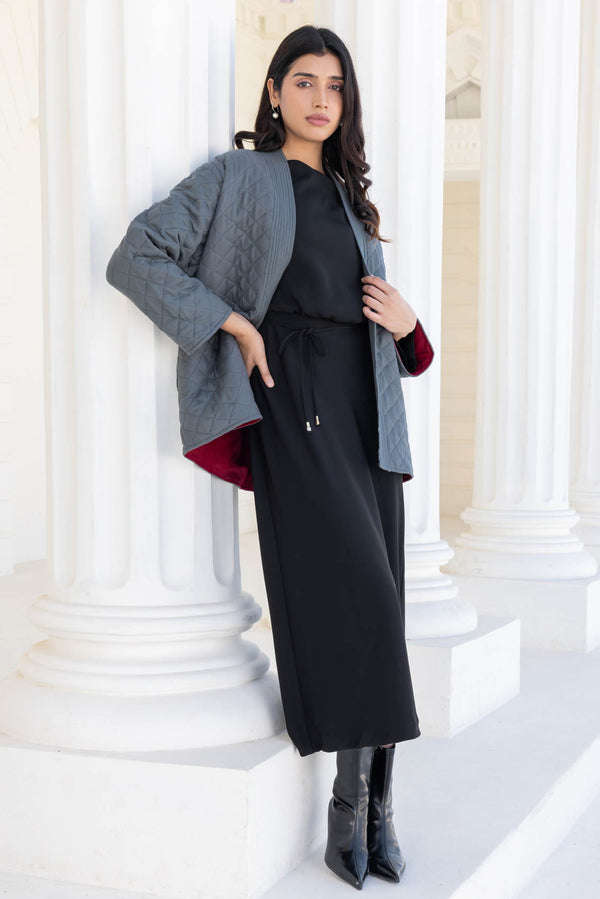 Grey Fine Twill Quilted Jacket