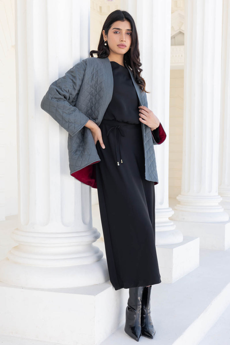 Grey Fine Twill Quilted Jacket