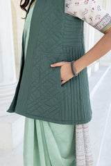 Green Fine Twill Quilted Vest