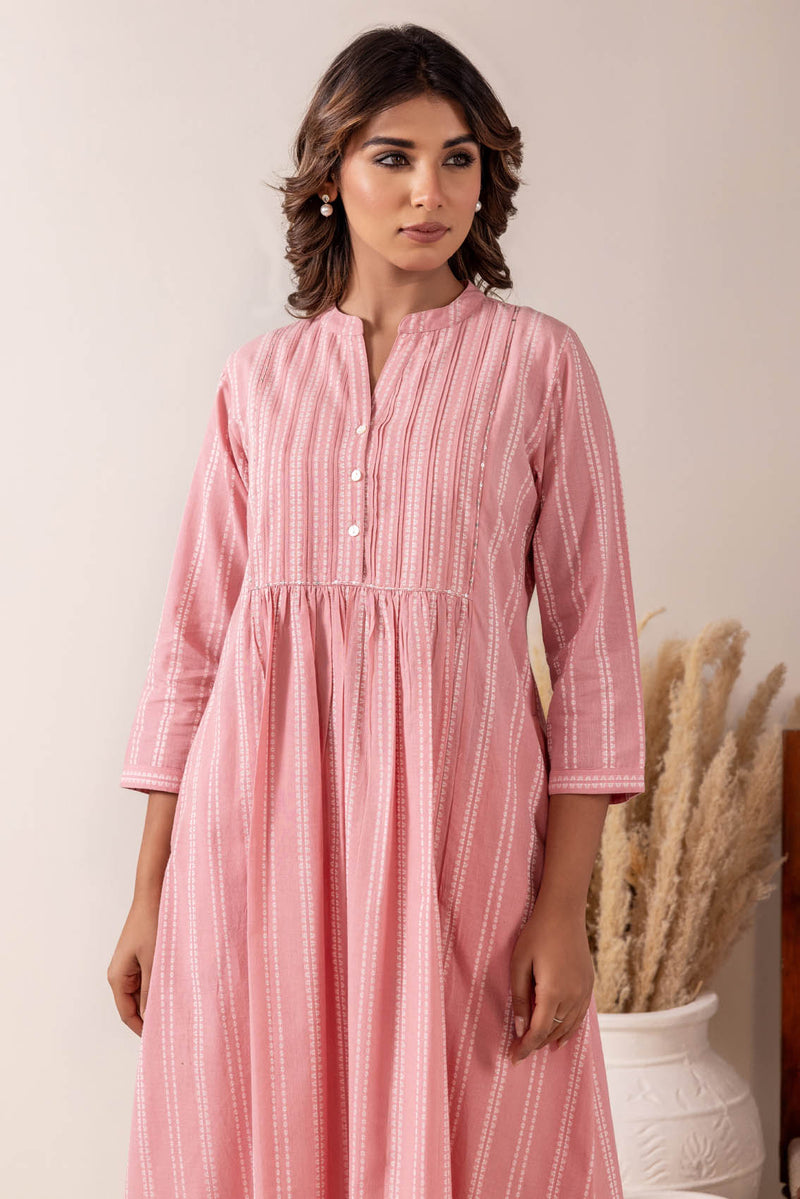 Pink Handloom Cotton Kurta