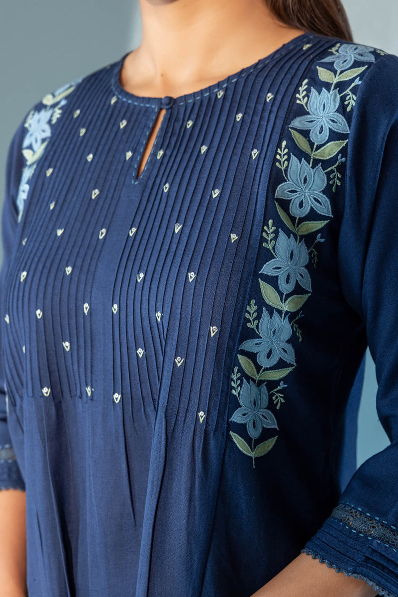 Indigo Floral Appliqué Kurta