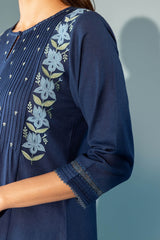 Indigo Floral Appliqué Kurta