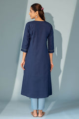 Indigo Floral Appliqué Kurta