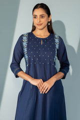 Indigo Floral Appliqué Kurta