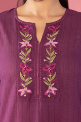 Grape Floral Appliqué Kurta with Slip