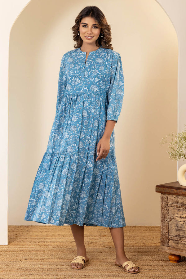 Aasmani Tiered Dress