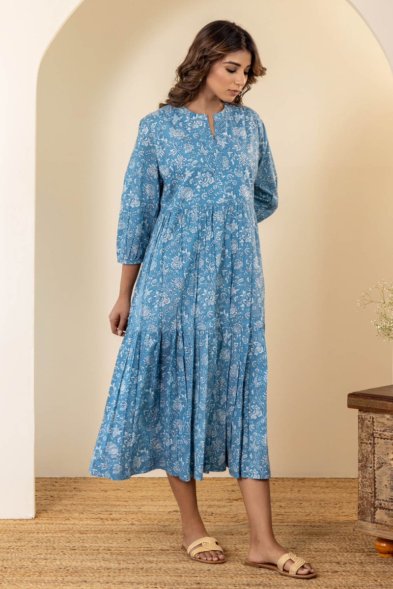 Aasmani Tiered Dress