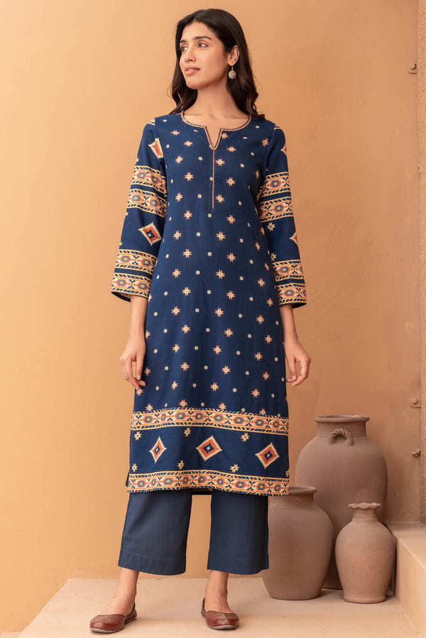 Prussian Prism Kilim Fine Twill Kurta