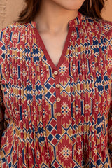 Pleated Kilim Cotton Top