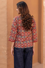 Pleated Kilim Cotton Top