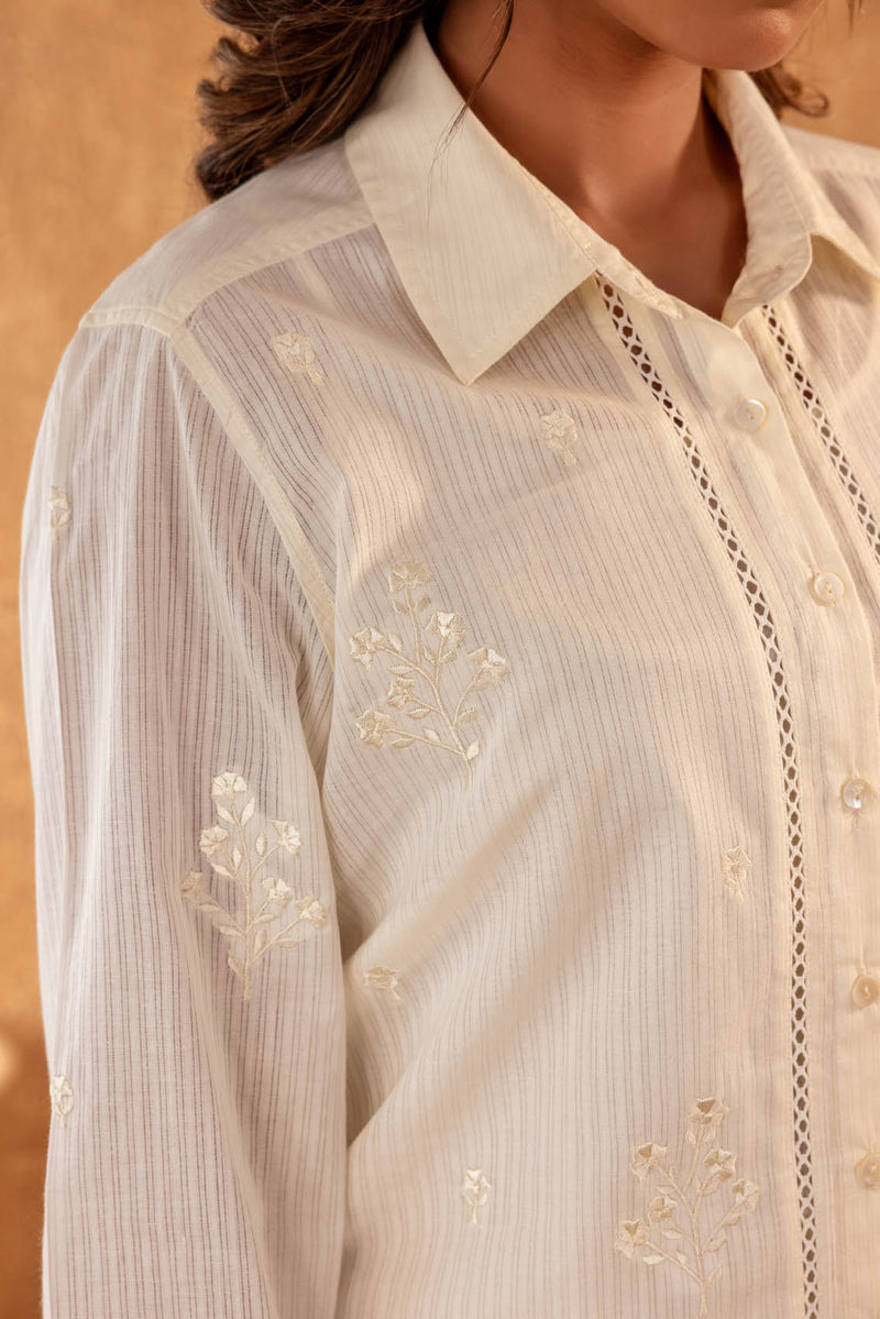 Cream Embroidered Shirt