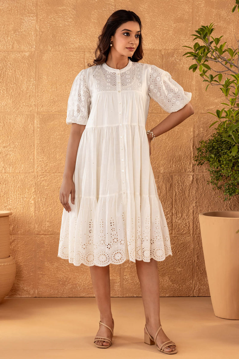 Cream Schiffli Dress