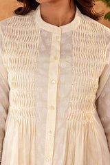 Cream Pleated Top