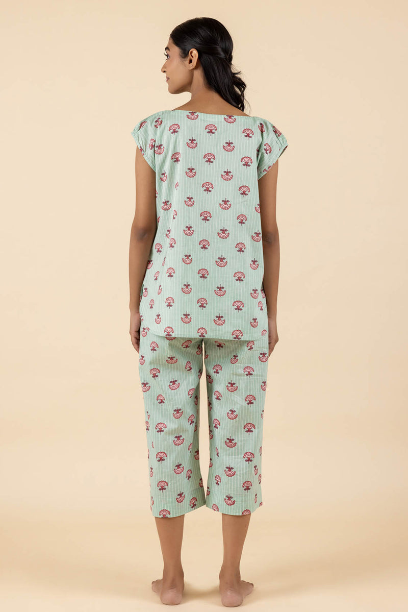 Minty Floral Top & Capri