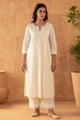 Cream Gathered Kurta