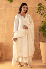 Cream Gathered Kurta