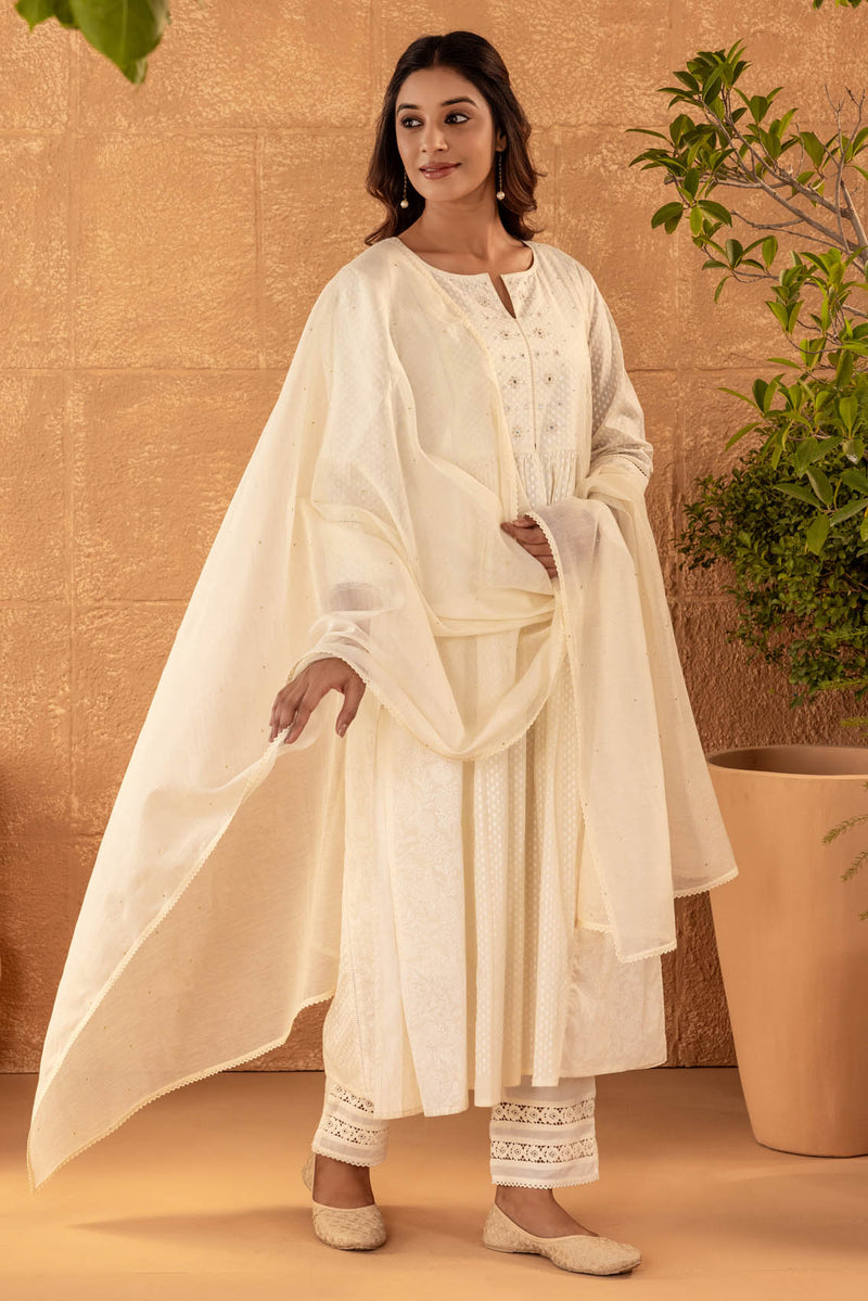 Cream Yoke Kurta