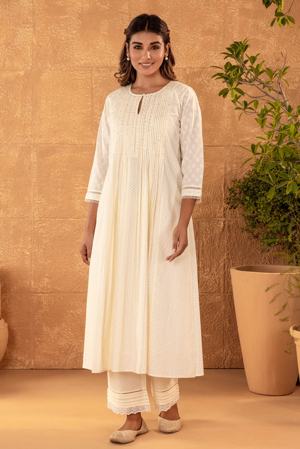 Cream Chunakhadi Kurta