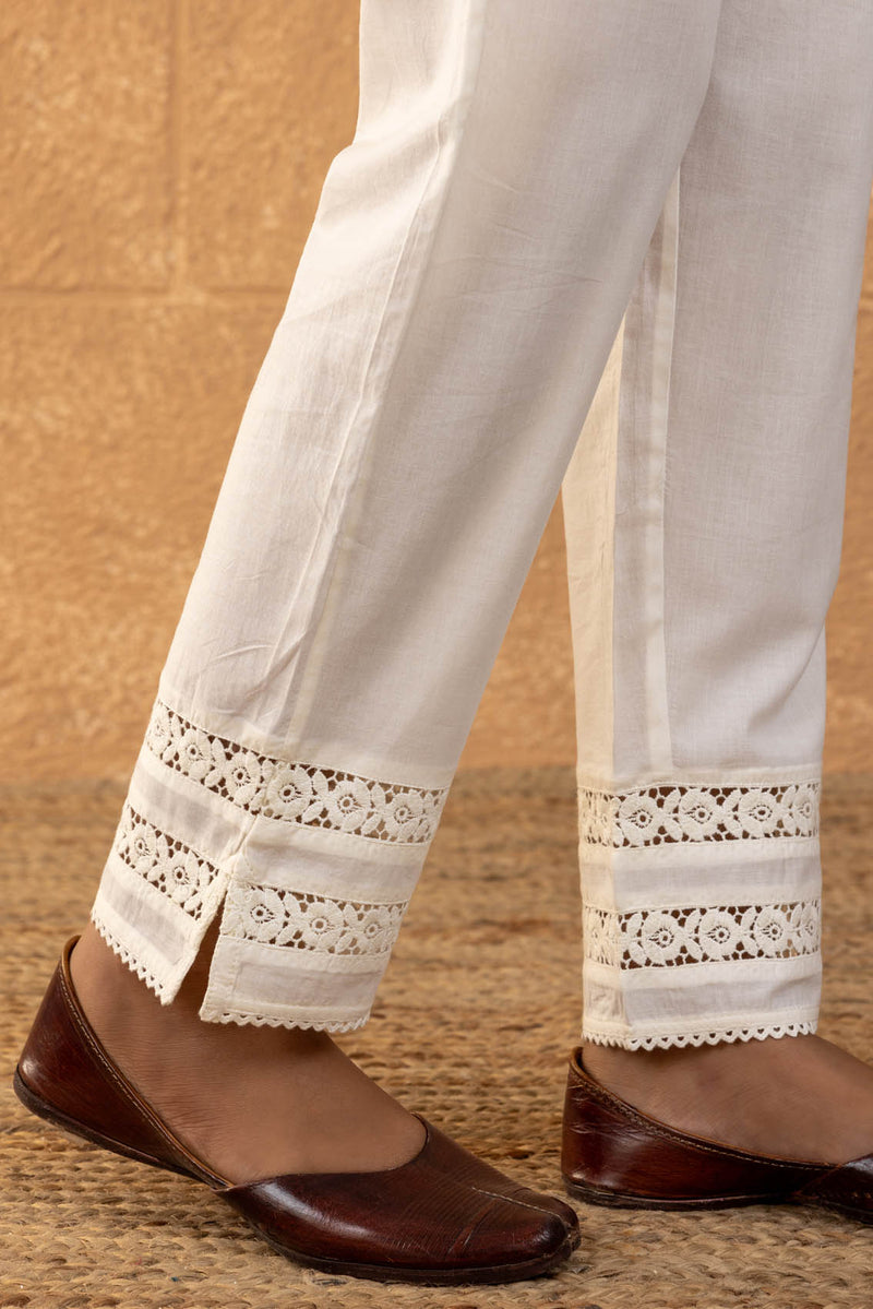 Cream Tapered Trousers